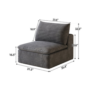 English Elm 1 Modular Middle Seat Section Soft Fabric Low Profile Sponge Fill Living Room Sofa Unit Dark Grey W2824P447642