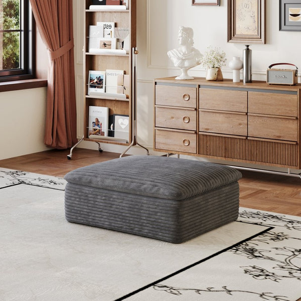English Elm 1 Cushioned Modular Ottoman Soft Upholstered Frameless Design for Living Room Seating Dark Grey W2824P447643