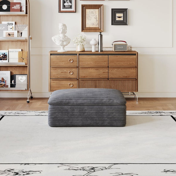 English Elm 1 Cushioned Modular Ottoman Soft Upholstered Frameless Design for Living Room Seating Dark Grey W2824P447643