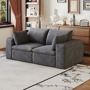 English Elm 71" Cloud Modular Sofa Deep Corduroy Sectional with Removable Cushions for Living Room Dark Grey W2824P447646