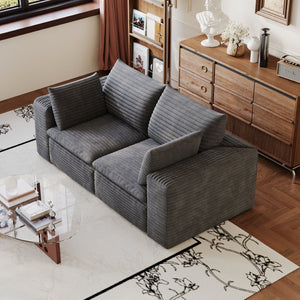 English Elm 71" Cloud Modular Sofa Deep Corduroy Sectional with Removable Cushions for Living Room Dark Grey W2824P447646
