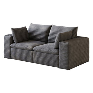 English Elm 71" Cloud Modular Sofa Deep Corduroy Sectional with Removable Cushions for Living Room Dark Grey W2824P447646