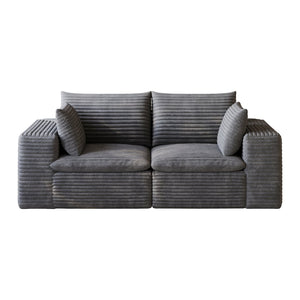English Elm 71" Cloud Modular Sofa Deep Corduroy Sectional with Removable Cushions for Living Room Dark Grey W2824P447646