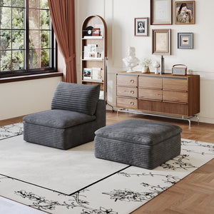 English Elm Cloud Modular Sectional Sofa Plush Corduroy Upholstered Deep Seat for Living Spaces Dark Grey W2824P447647