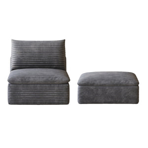 English Elm Cloud Modular Sectional Sofa Plush Corduroy Upholstered Deep Seat for Living Spaces Dark Grey W2824P447647
