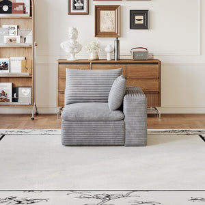 English Elm 1 Armrest Modular Seat Plush Cotton Upholstered High Density Foam Living Room Accent Grey W2824P447649