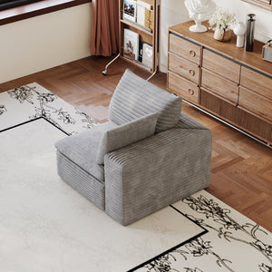 English Elm 1 Armrest Modular Seat Plush Cotton Upholstered High Density Foam Living Room Accent Grey W2824P447649