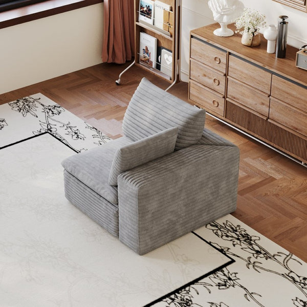 English Elm 1 Armrest Modular Seat Plush Cotton Upholstered High Density Foam Living Room Accent Grey W2824P447649