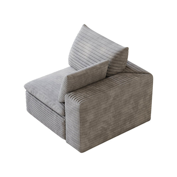 English Elm 1 Armrest Modular Seat Plush Cotton Upholstered High Density Foam Living Room Accent Grey W2824P447649