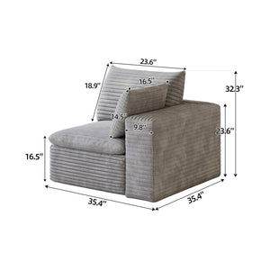 English Elm 1 Armrest Modular Seat Plush Cotton Upholstered High Density Foam Living Room Accent Grey W2824P447649