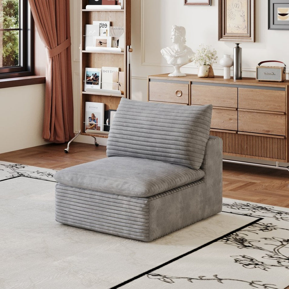 English Elm 1 Modular Middle Seat Section Soft Fabric Low Profile Sponge Fill Living Room Sofa Unit Grey W2824P447651