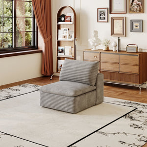 English Elm 1 Modular Middle Seat Section Soft Fabric Low Profile Sponge Fill Living Room Sofa Unit Grey W2824P447651