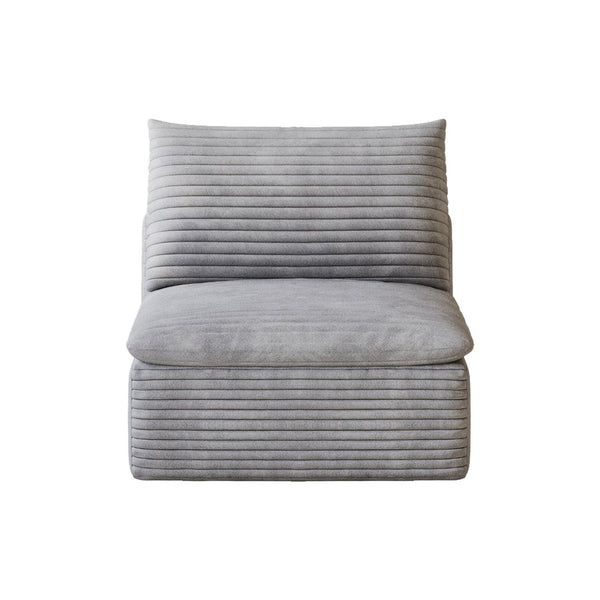 English Elm 1 Modular Middle Seat Section Soft Fabric Low Profile Sponge Fill Living Room Sofa Unit Grey W2824P447651