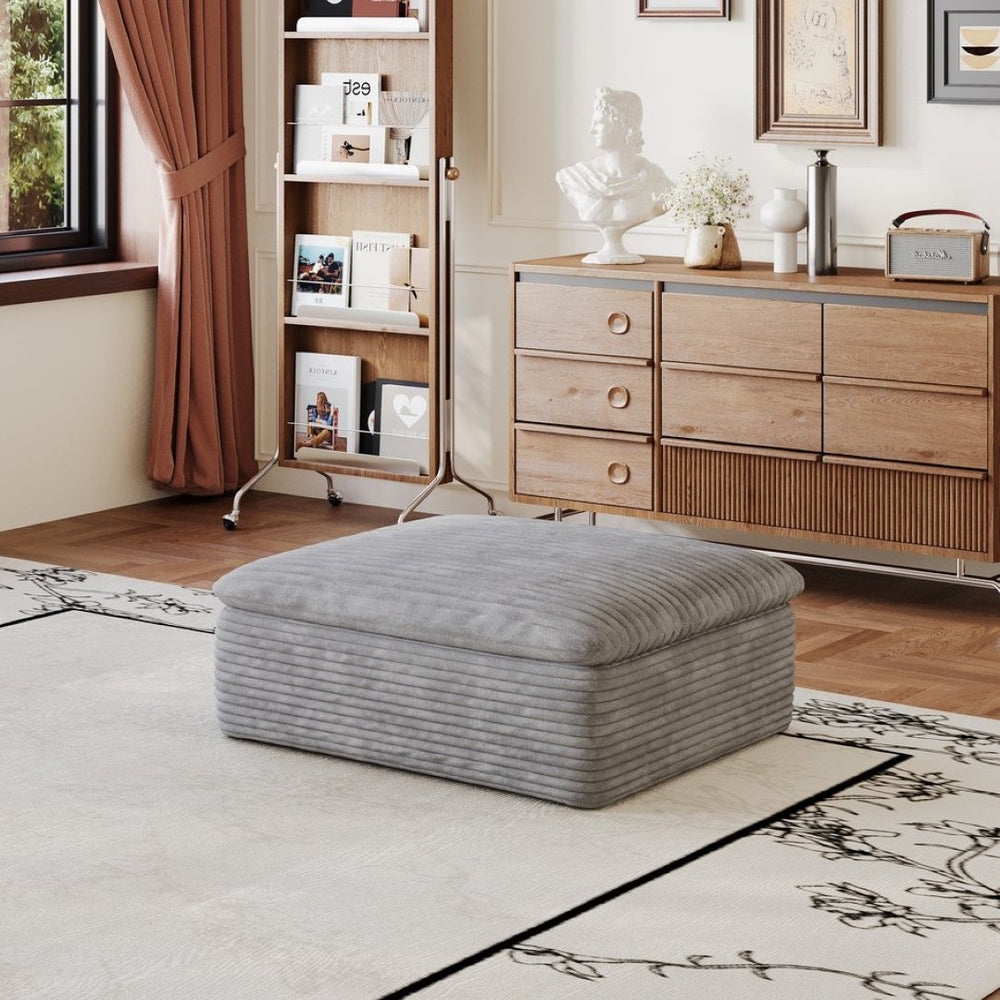 English Elm 1 Cushioned Modular Ottoman Soft Upholstered Frameless Design for Living Room Seating Grey W2824P447654