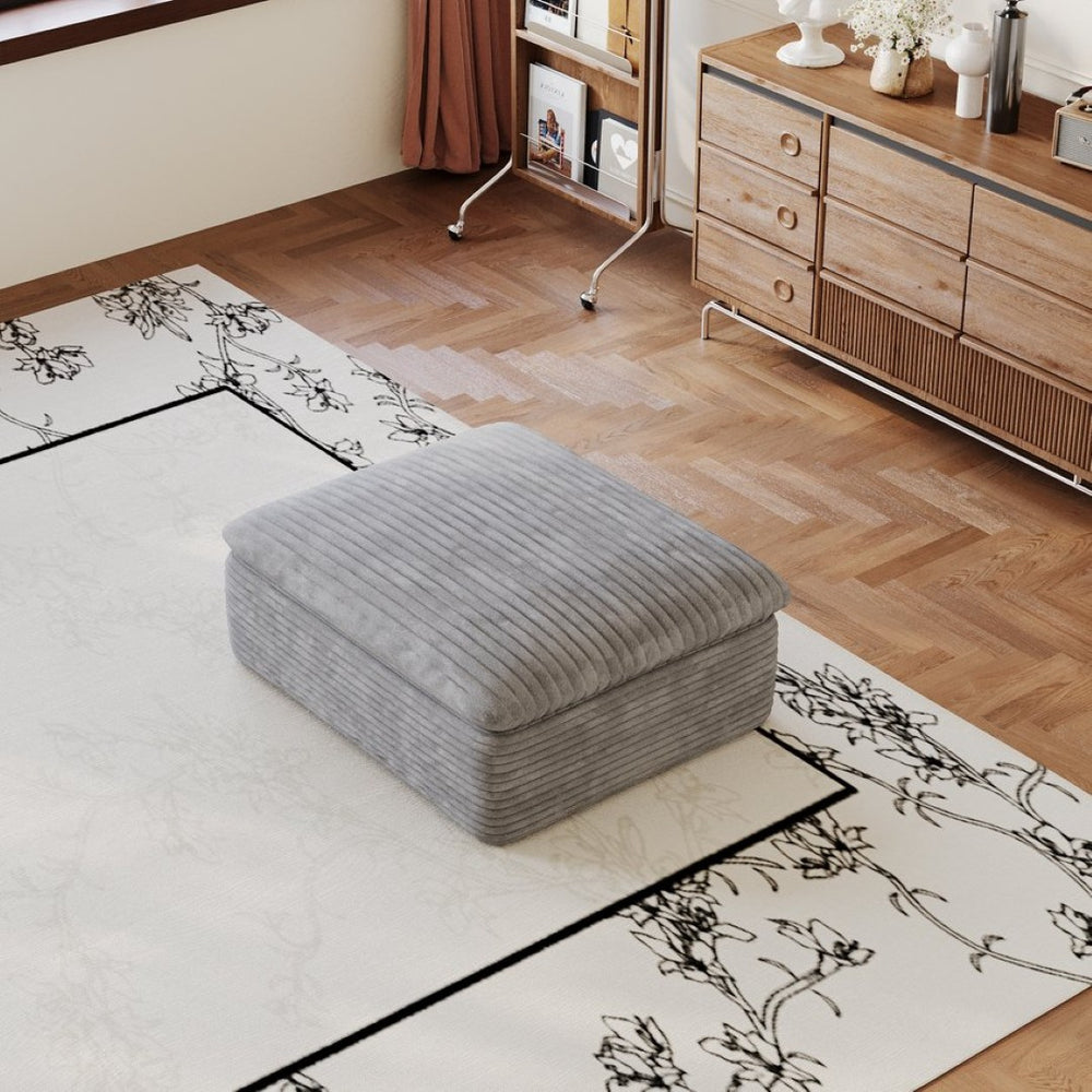 English Elm 1 Cushioned Modular Ottoman Soft Upholstered Frameless Design for Living Room Seating Grey W2824P447654