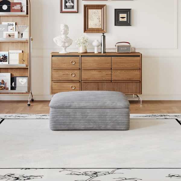 English Elm 1 Cushioned Modular Ottoman Soft Upholstered Frameless Design for Living Room Seating Grey W2824P447654