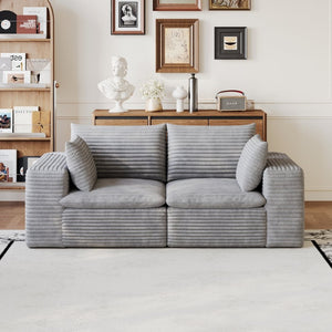 English Elm 71" Cloud Modular Sofa Deep Corduroy Sectional with Removable Cushions for Living Room Grey W2824P447655