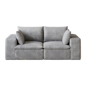 English Elm 71" Cloud Modular Sofa Deep Corduroy Sectional with Removable Cushions for Living Room Grey W2824P447655