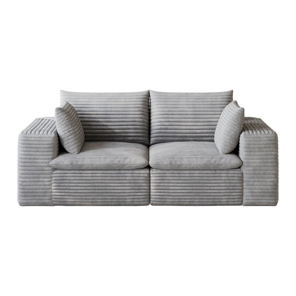 English Elm 71" Cloud Modular Sofa Deep Corduroy Sectional with Removable Cushions for Living Room Grey W2824P447655