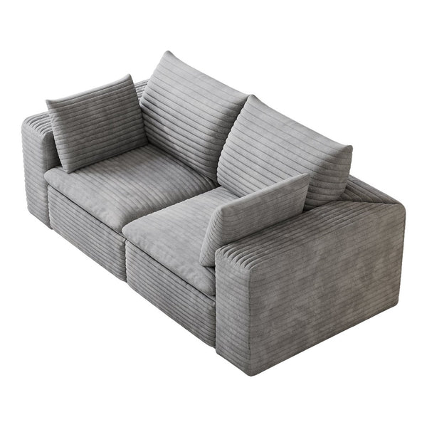 English Elm 71" Cloud Modular Sofa Deep Corduroy Sectional with Removable Cushions for Living Room Grey W2824P447655