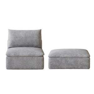 English Elm Cloud Modular Sectional Sofa Plush Corduroy Upholstered Deep Seat for Living Spaces Grey W2824P447656