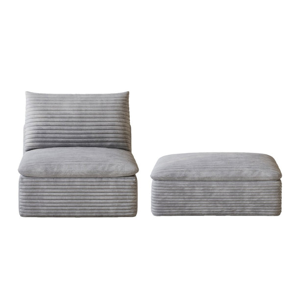 English Elm Cloud Modular Sectional Sofa Plush Corduroy Upholstered Deep Seat for Living Spaces Grey W2824P447656