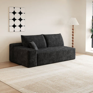 English Elm Y159-3Seat-Left-Black-Sofa Corduroy Sectional for Modern Living Rooms with Cloud Silhouette Black Left W2824P452793