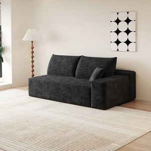 English Elm Y159-3Seat-Left-Black-Sofa Corduroy Sectional for Modern Living Rooms with Cloud Silhouette Black Right W2824P452795
