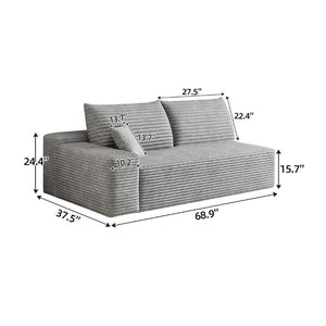English Elm Y159-3Seat-Left-Black-Sofa Corduroy Sectional for Modern Living Rooms with Cloud Silhouette Antique Grey Left W2824P452806