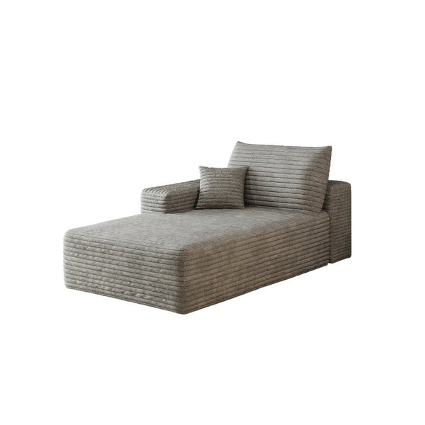 English Elm Y159-L-Sleeper-Grey Corduroy Sectional Sleeper Sofa with Reversible Chaise for Modern Living Antique Grey Left Sleeper W2824P452819