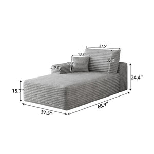 English Elm Y159-L-Sleeper-Grey Corduroy Sectional Sleeper Sofa with Reversible Chaise for Modern Living Antique Grey Left Sleeper W2824P452819
