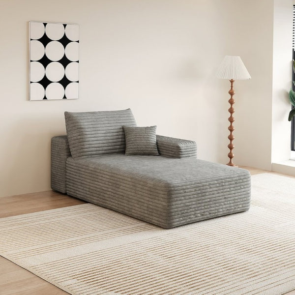 English Elm Y159-R-Sleeper-Grey Corduroy Sectional Sofa with Right Chaise for Living Room Comfort W2824P452821