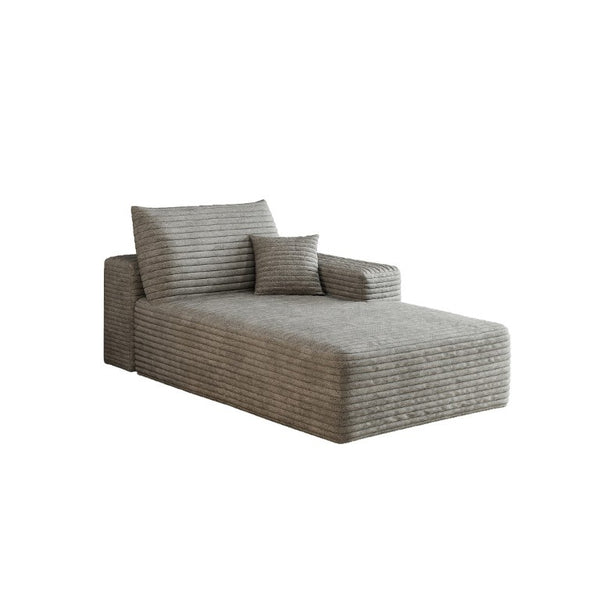 English Elm Y159-R-Sleeper-Grey Corduroy Sectional Sofa with Right Chaise for Living Room Comfort W2824P452821
