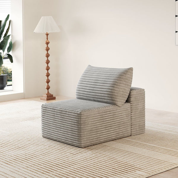 English Elm Y159-1s-grey Corduroy Single Chaise Lounge Reversible Low Profile Living Room Accent Seat Antique Grey W2824P452824