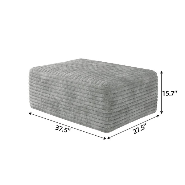 English Elm Y159-ottoman-grey Plush Corduroy Modular Ottoman for Contemporary Living Rooms and Bedrooms Grey W2824P452826