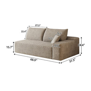 English Elm Y159-3Seat-Left-Black-Sofa Corduroy Sectional for Modern Living Rooms with Cloud Silhouette Camel Right W2824P457751