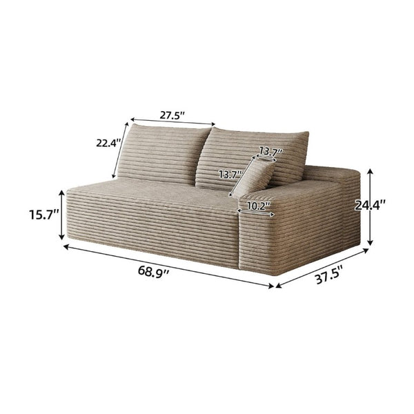 English Elm Y159-3Seat-Left-Black-Sofa Corduroy Sectional for Modern Living Rooms with Cloud Silhouette Camel Right W2824P457751