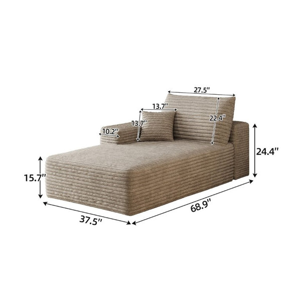 English Elm Y159-L-Sleeper-Grey Corduroy Sectional Sleeper Sofa with Reversible Chaise for Modern Living Camel Left Sleeper W2824P457754