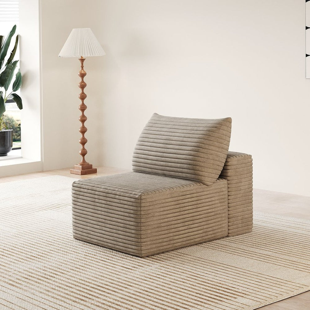 English Elm Y159-1s-grey Corduroy Single Chaise Lounge Reversible Low Profile Living Room Accent Seat Camel W2824P457757