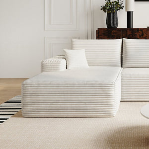 English Elm Y159-l-sleeper-white Corduroy L-shaped Sectional Sleeper Sofa with Reversible Chaise Lounge W2824P474636