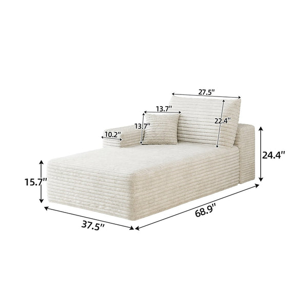 English Elm Y159-l-sleeper-white Corduroy L-shaped Sectional Sleeper Sofa with Reversible Chaise Lounge W2824P474636