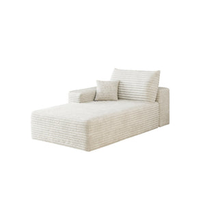 English Elm Y159-l-sleeper-white Corduroy L-shaped Sectional Sleeper Sofa with Reversible Chaise Lounge W2824P474636