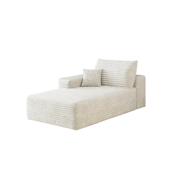 English Elm Y159-l-sleeper-white Corduroy L-shaped Sectional Sleeper Sofa with Reversible Chaise Lounge W2824P474636