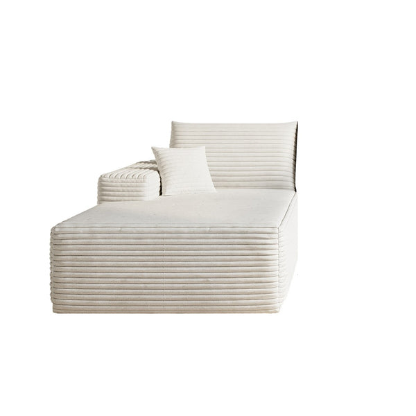 English Elm Y159-l-sleeper-white Corduroy L-shaped Sectional Sleeper Sofa with Reversible Chaise Lounge W2824P474636