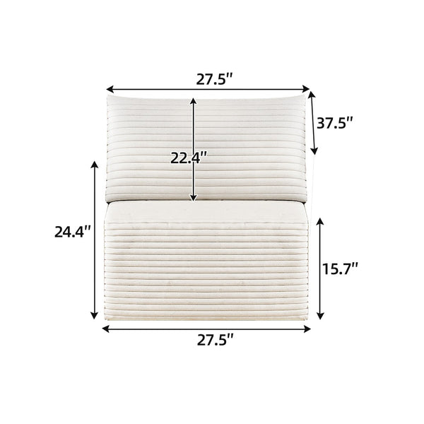 English Elm Y159-1s-white Corduroy Modular Sectional Reversible Chaise Deep Sink Comfort Sofa White W2824P474638
