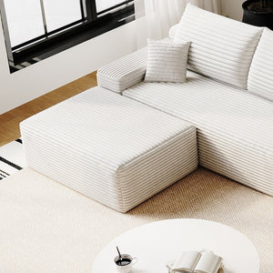 English Elm Y159-ottoman-grey Plush Corduroy Modular Ottoman for Contemporary Living Rooms and Bedrooms White W2824P474639