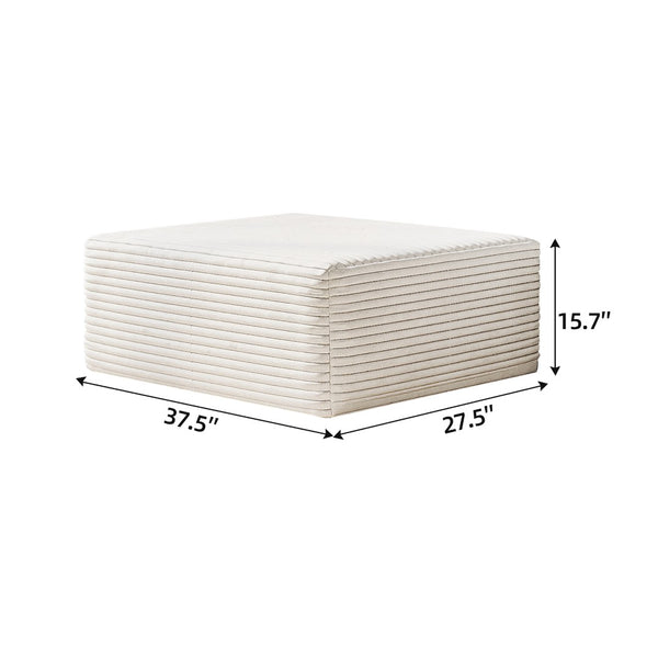 English Elm Y159-ottoman-grey Plush Corduroy Modular Ottoman for Contemporary Living Rooms and Bedrooms White W2824P474639