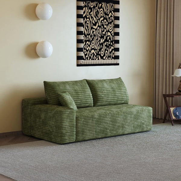 English Elm Y159-3Seat-Left-Black-Sofa Corduroy Sectional for Modern Living Rooms with Cloud Silhouette Green Left W2824P474640