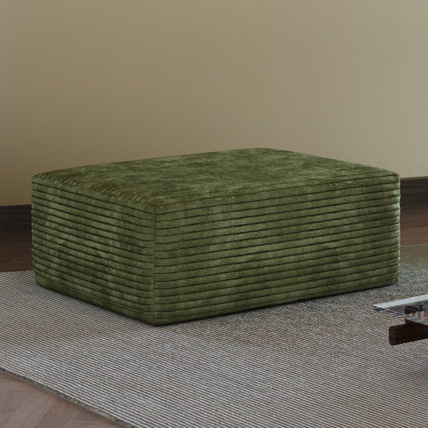 English Elm Y159-ottoman-grey Plush Corduroy Modular Ottoman for Contemporary Living Rooms and Bedrooms Green W2824P474650