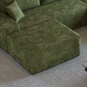 English Elm Y159-ottoman-grey Plush Corduroy Modular Ottoman for Contemporary Living Rooms and Bedrooms Green W2824P474650